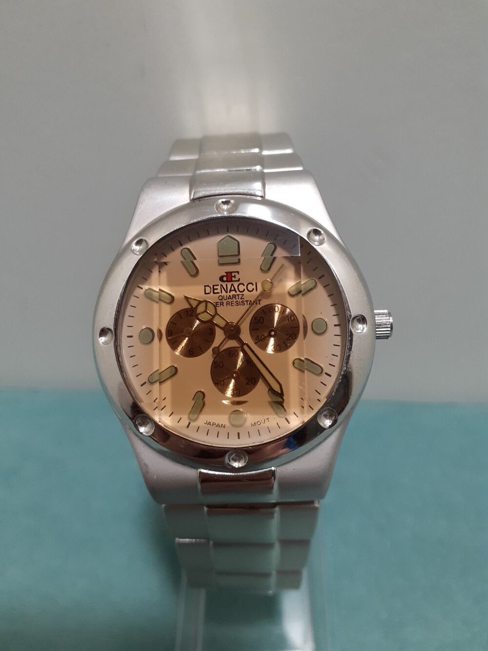 Vintage Denacci Mens Wristwatch Beveled Glass Crystal Japan Movement